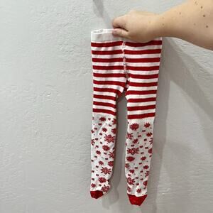 Hanna Andersson Christmas Red Snowflake Stripe Ruffle Tights